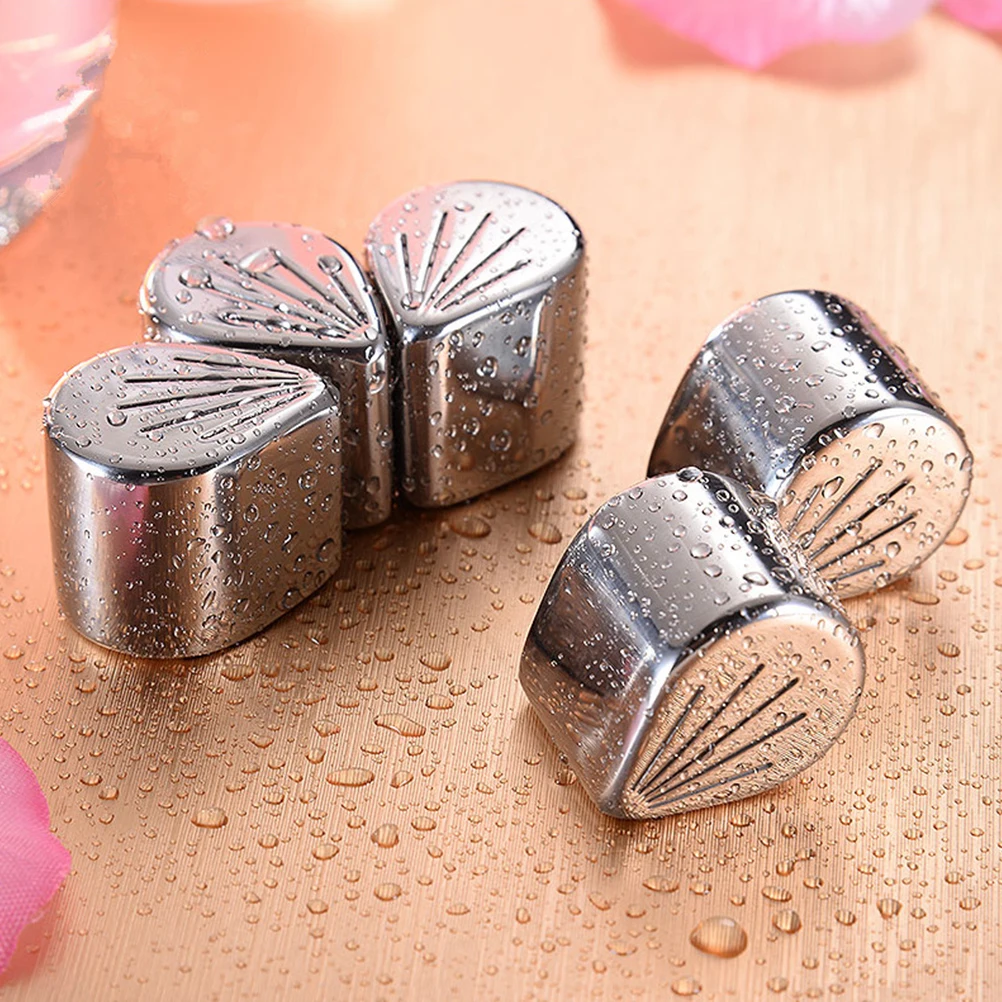 

5pcs Stainless Steel Ice Cubes Reusable Whiskey Stones Compact Design Cooling Beverages Home Use Gift Spirit Drinkers