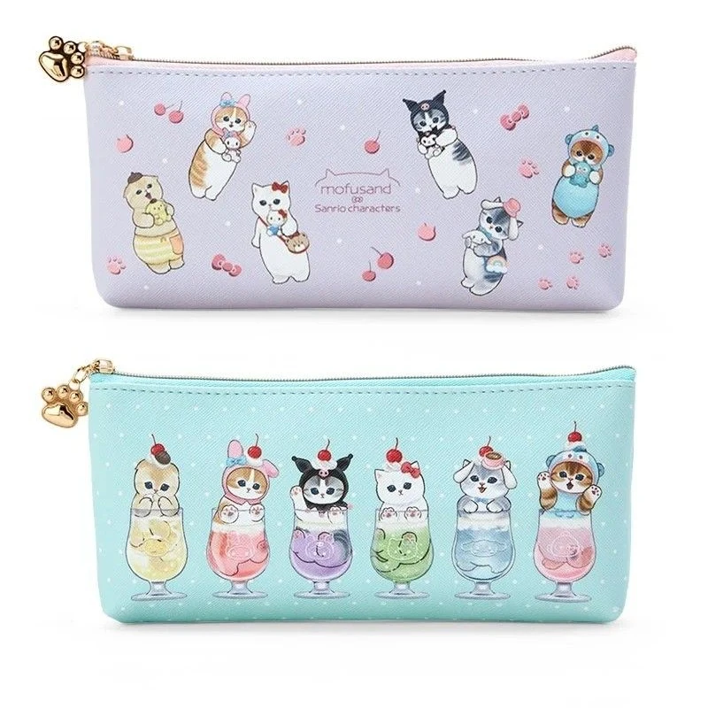 Mofusand Cute Cartoon Printed Pencil Case Portable Exquisite Small Stationery Storage Bag Multifunctional Zipper Pouch