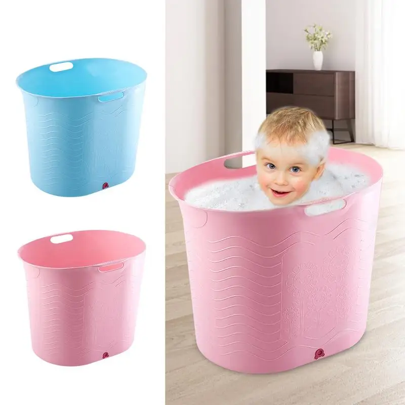 Baby Shower Tub High-Temperature Resistant Children Safe Portable Bathtub With Drainage Bottom Safe Portable Bath Bucket Travel