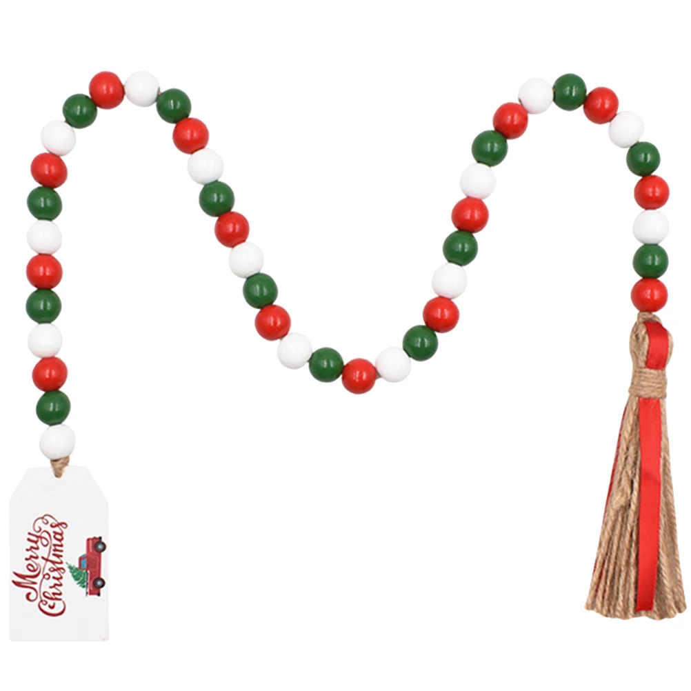 

Decoration Home Farmhouse Beads with Tassels Christmas Tree Hanging Decorations