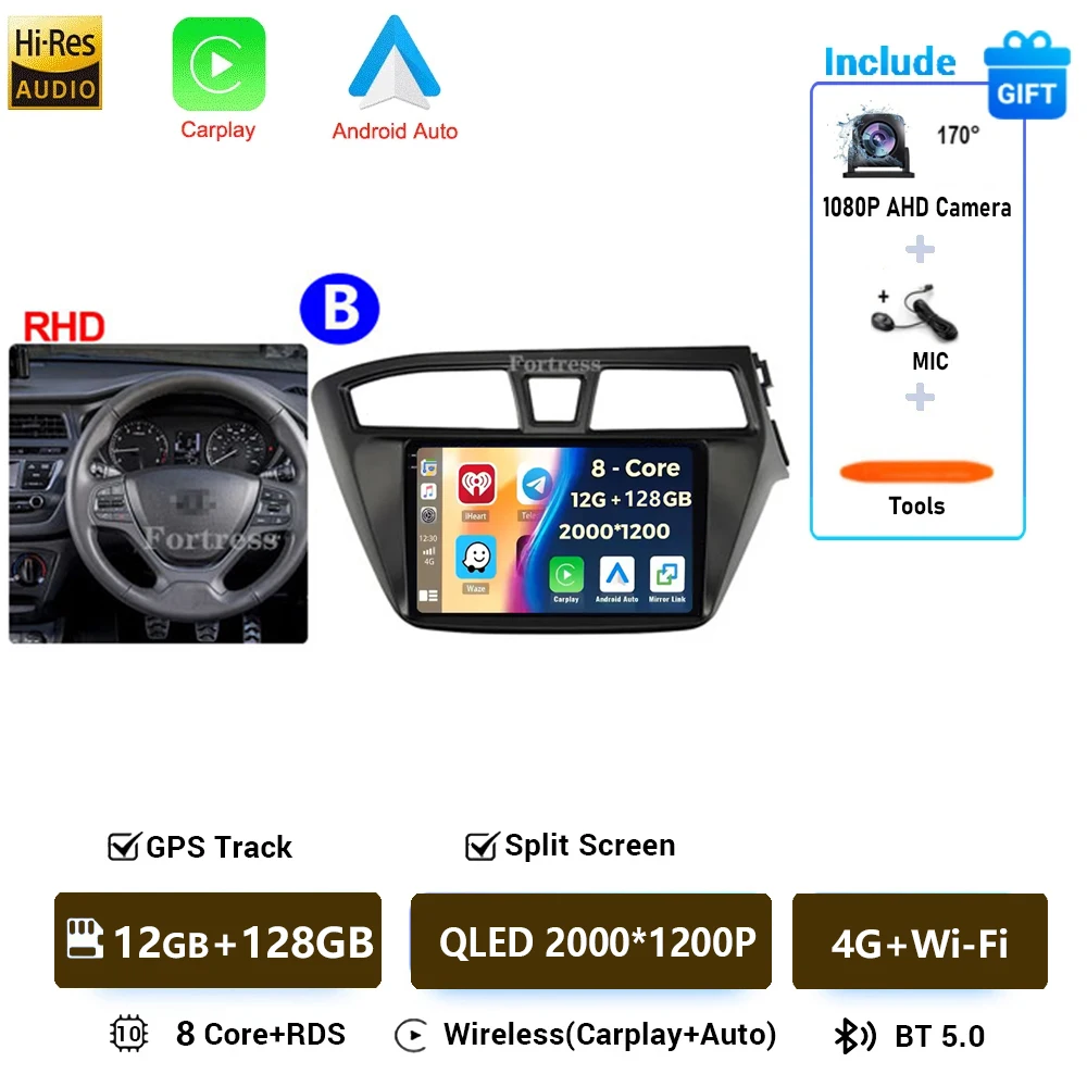 Auto radio voor Hyundai i20 2 II GB 2014 - 2018 Android 16 inch scherm Multimedia autoradio navigatie stereo videospeler Carplay Auto