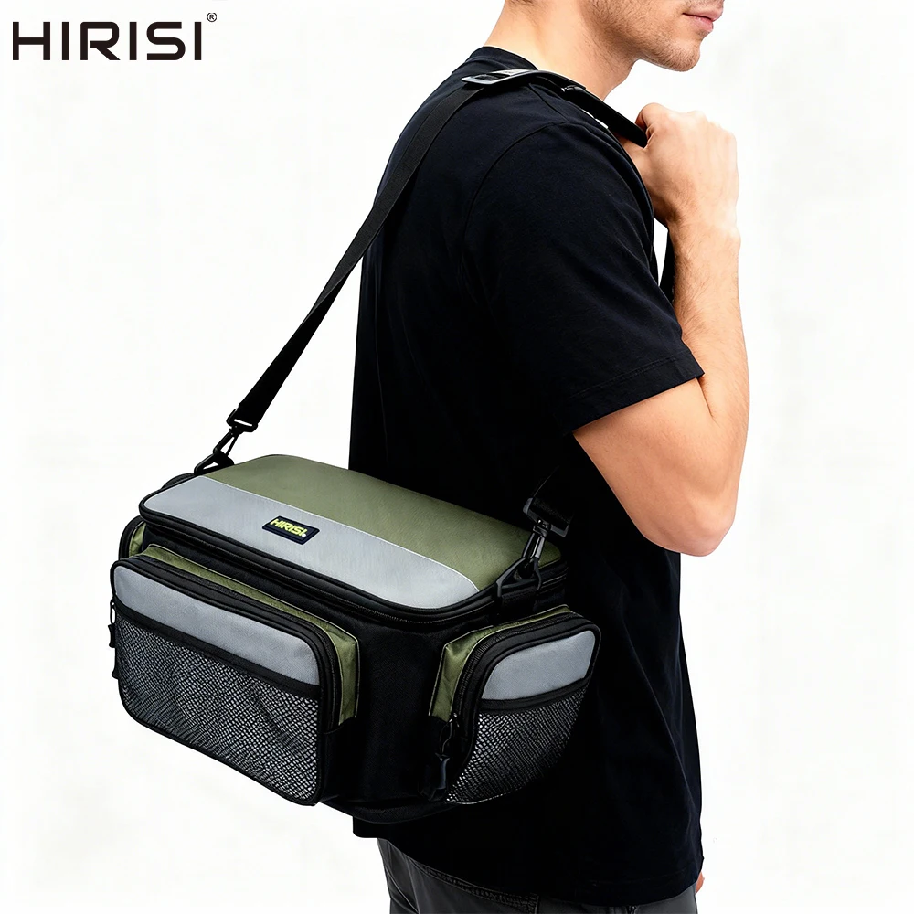 Hirisi Waterproof Fishing Bag Nylon Large Capacity Multi-Purpose Fishing Tackle Bag Two-Layer Outdoor Shoulder Bags