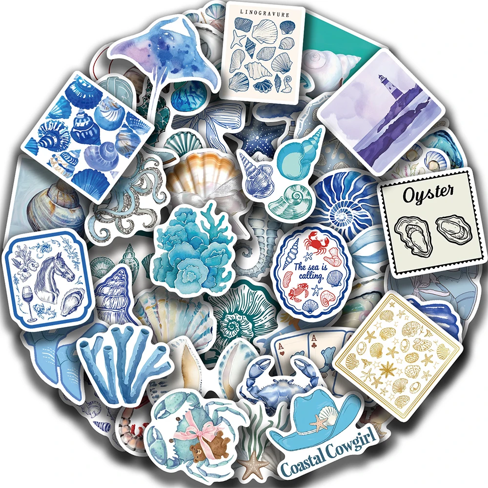 

10/30/50pcs Ins Style Cute The Blue Coast Girl Stickers Sea Fresh Aesthetic Graffiti Sticker Diary Fridge Phone Decals Wholesale