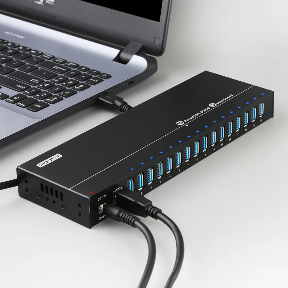 Sipolar universal mini industrial   hub 120W powered 16 port usb 3.0/3.1 hubs 1.5A each port charging hub for HDD SSD