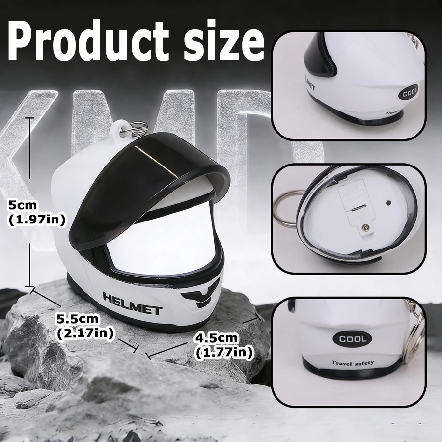Mini Motorcycle Helmet Keychain Light LED Night Safety Warning