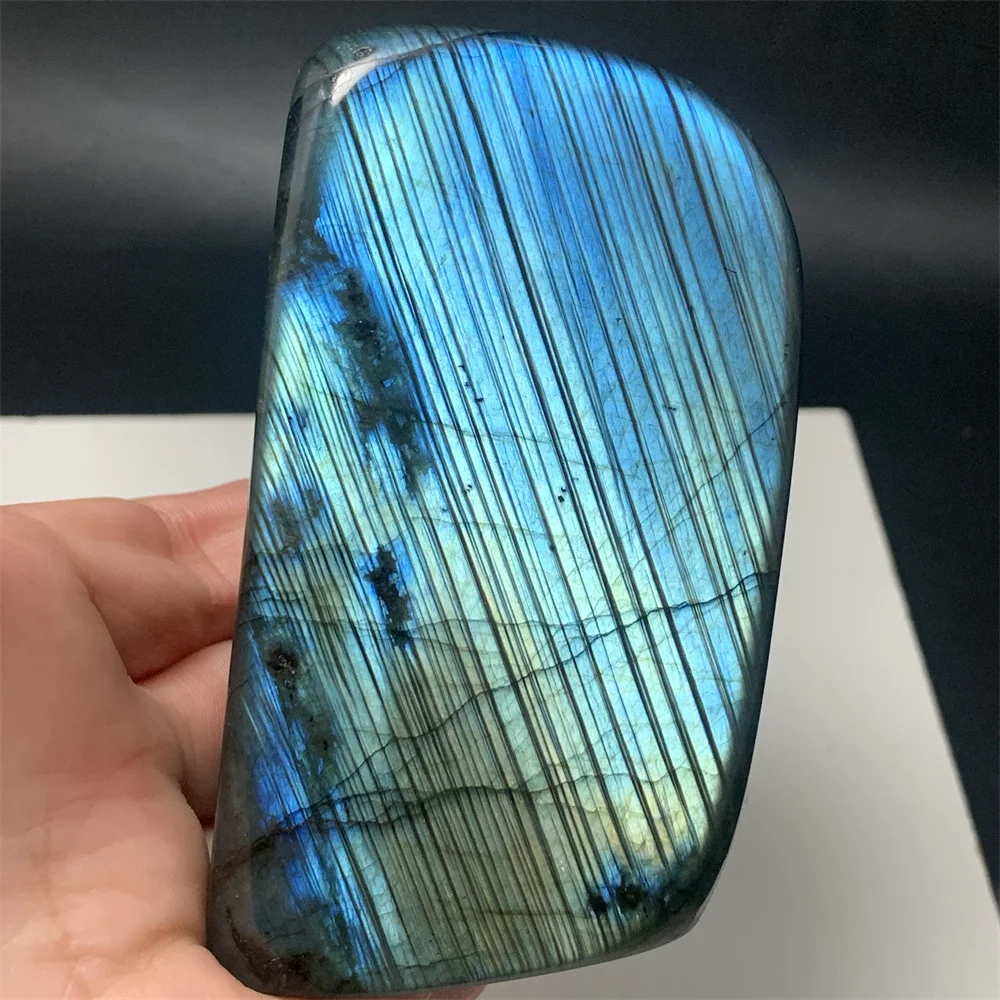 Clean Full Light Natural Green Purple Silver Light Labradorite Ornament Standing Rainbow Blue Orange Light Labrador Stones Block view 6