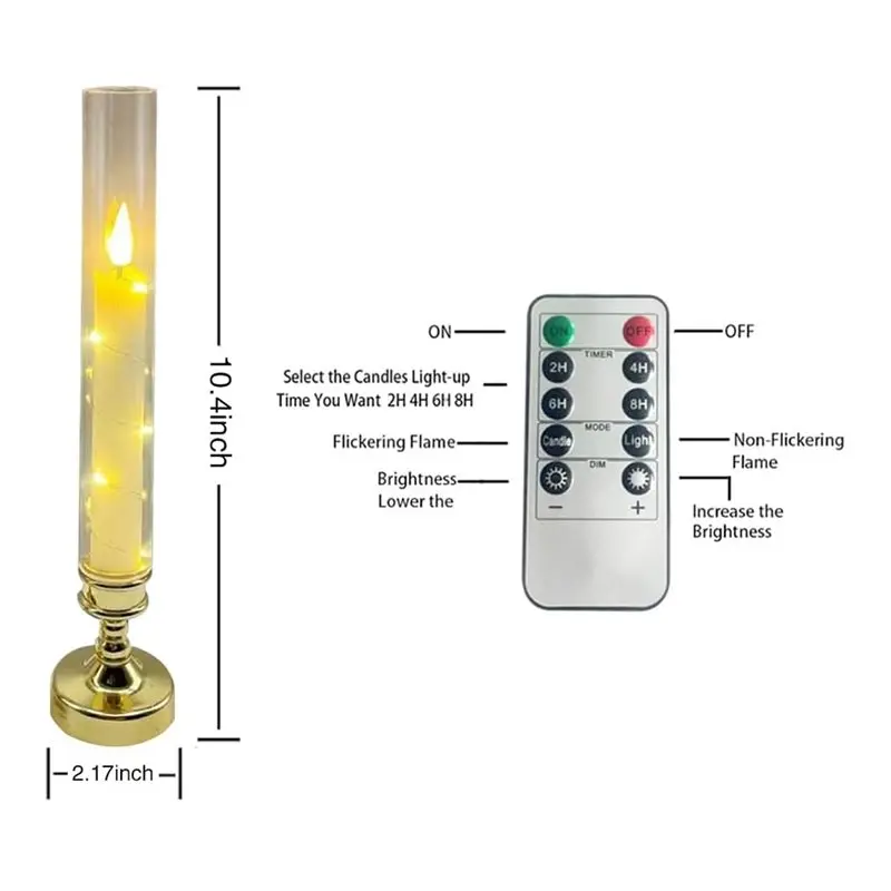 A03F-Flameless LED Taper Candles For Home Decor, Remote Timer Function& Embedded Star String Lights