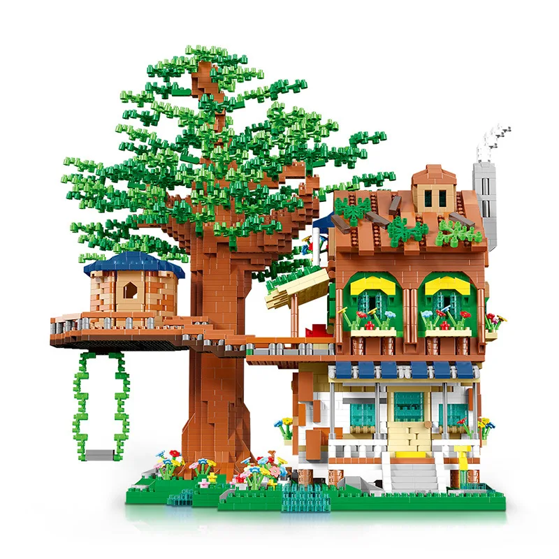 Modern Tree House Treehouse Decoration Building Blocks Classic Model Sets Bricks Kids Kits For Boys Toys Children