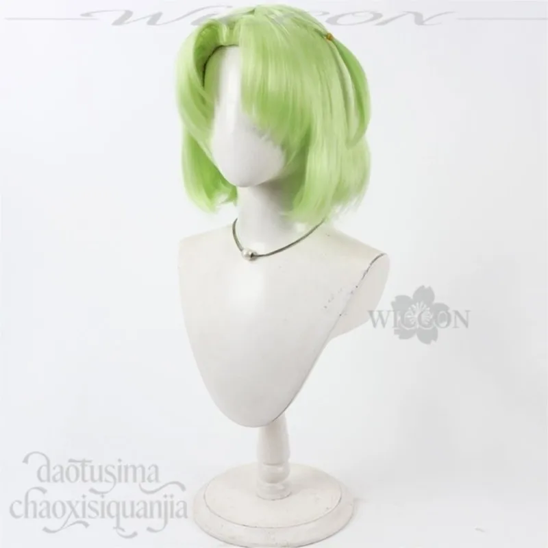 Love CoCos Store - Disfraz de Dejiko Cosplay Anime Di Gi Charat Kawaii Loli, Pelucas Cortas Verde Claro Ahoge fille コスプレ