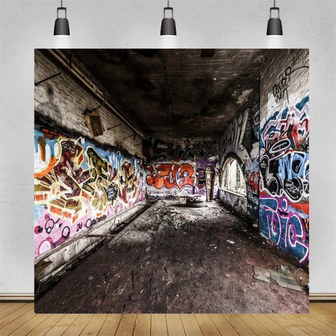 Graffiti Wall Photography Backdrops Underground Subway Dirty Grunge Street Birck Wall Punk Style Background Kids Portrait