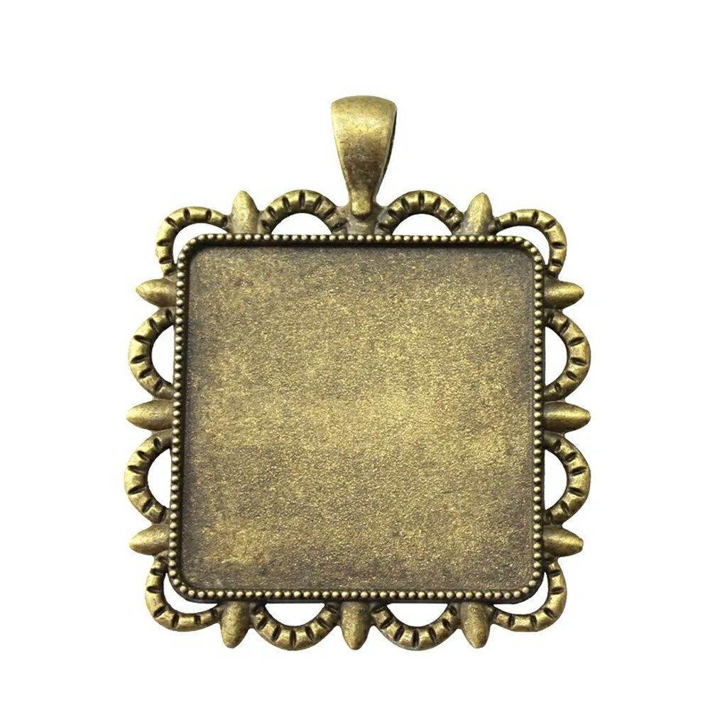 WYSIWYG 앤티크 브론즈 컬러 스퀘어 심플 스타일 카메오 카보숑 베이스 세팅, DIY 쥬얼리 제작용, 30mm 맞춤, 3 개