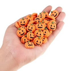 Mini calabaza de Halloween en miniatura de resina, cabujones de respaldo plano, adorno de jardín de hadas para el hogar, decoración artesanal DIY, 10/20 piezas