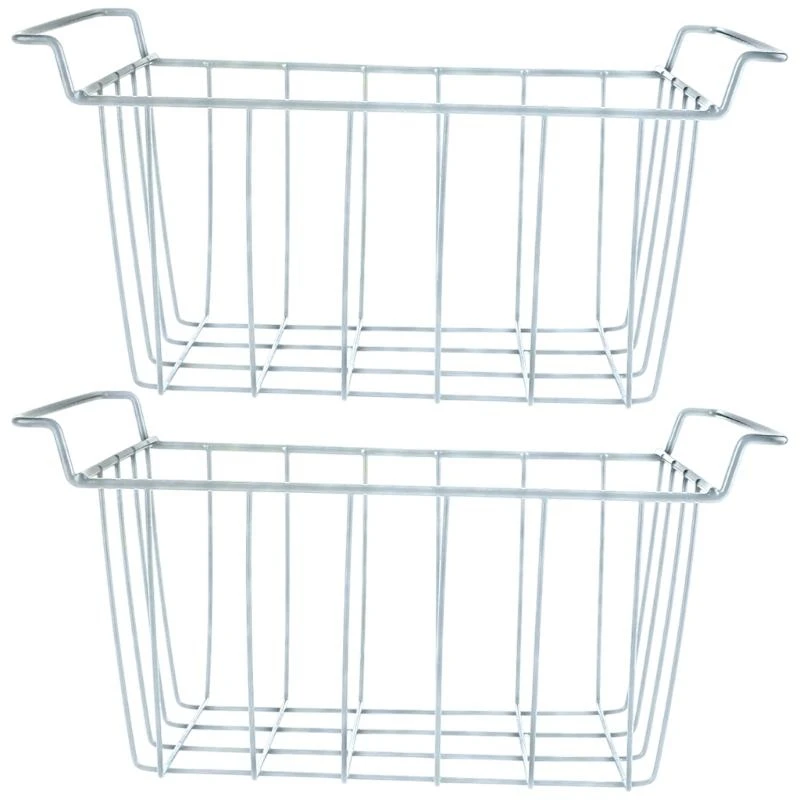 

2 Pack Refrigerator Baskets Ventilated Metal Grids Organizers With Corrosions Resisent Coating for Cold Storage