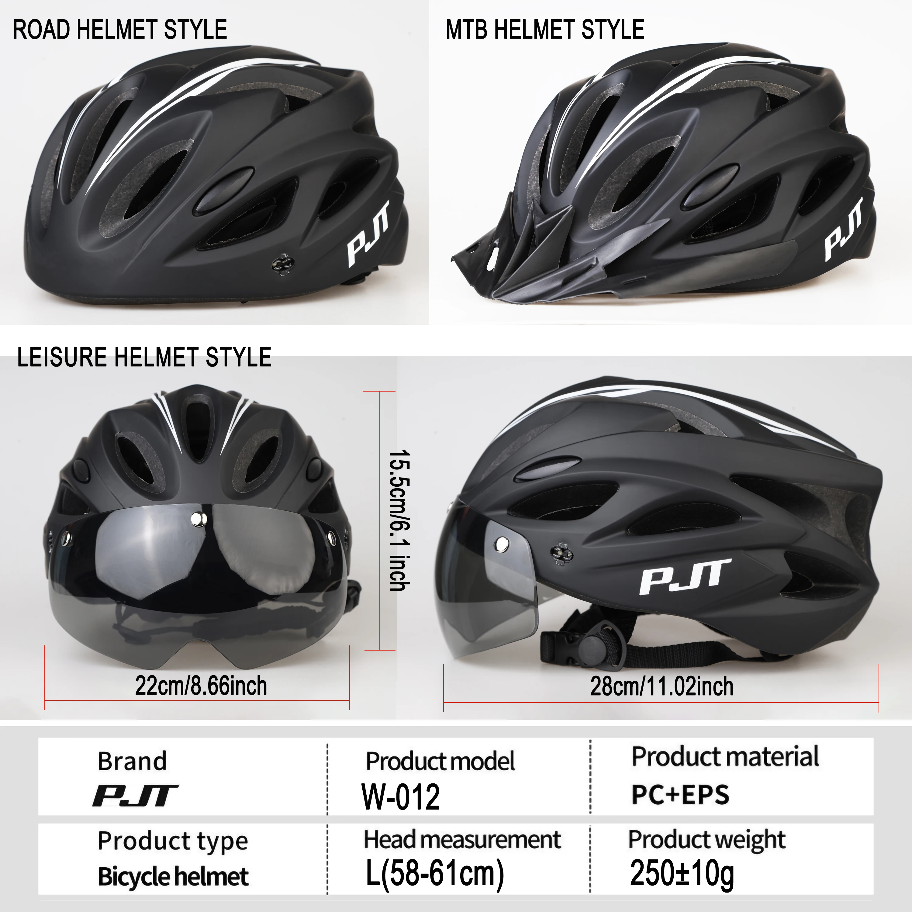 PJT Bicycle Helmet 4 In 1 With Magnetic Attraction Goggle Len /Sun Visor Safety Helmet Adult Bike Helmet Road MTB Cycling Helmet