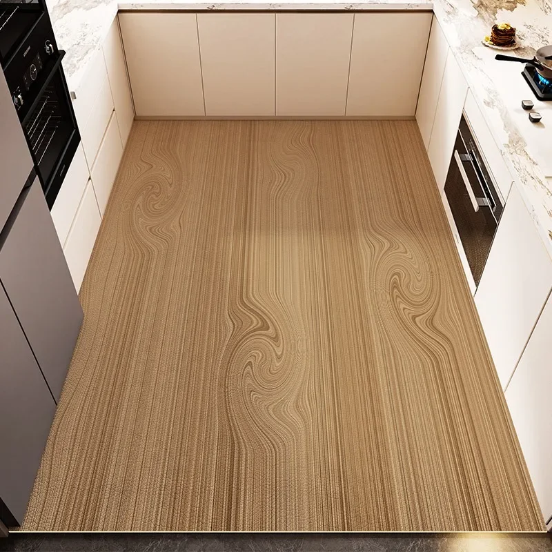 Wooden Board Kitchen Floor Mat Oil-proof Waterproof Easy-care PVC  Home Washable Soft Carpet Simple Balcony Rug Ковер Tapis 러그