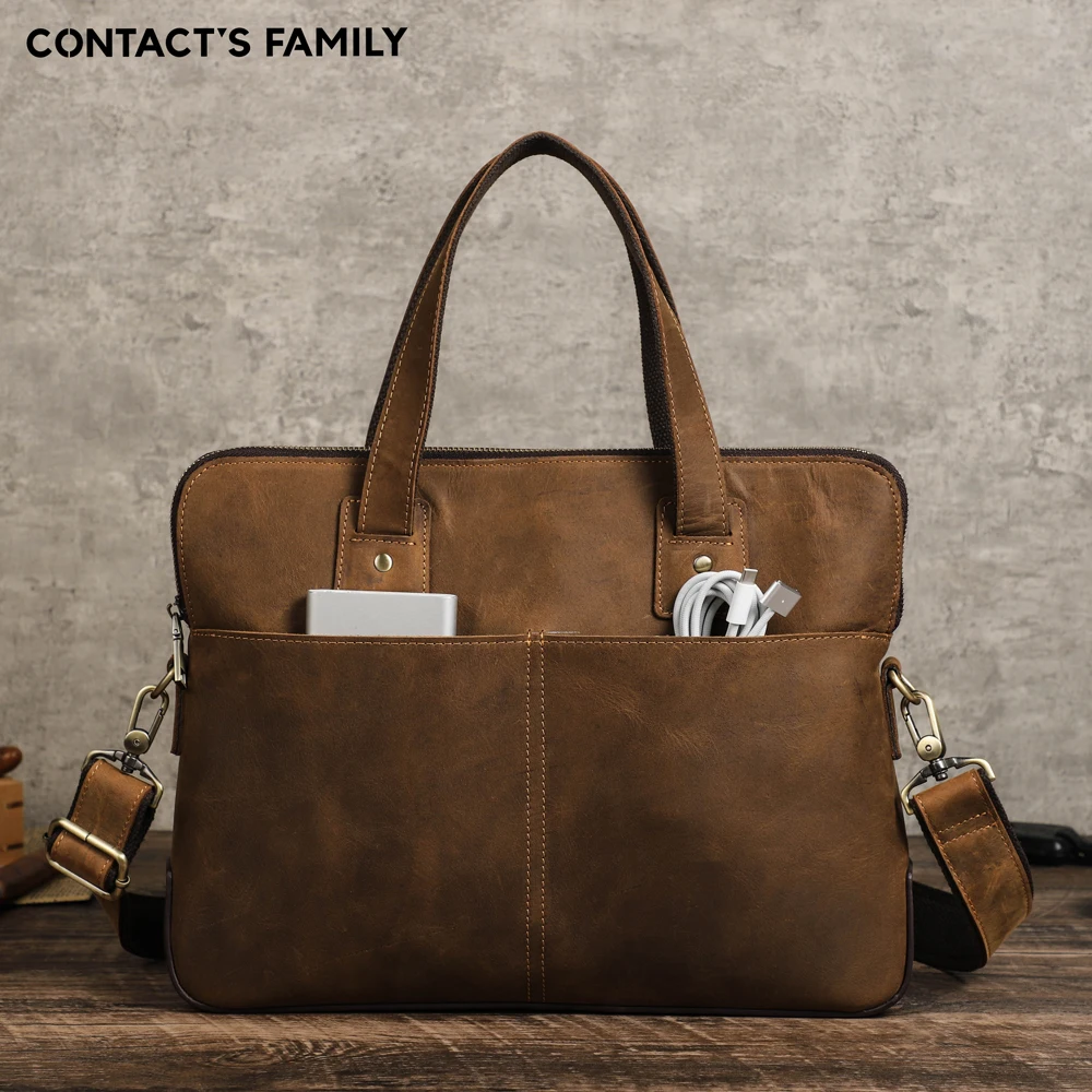 Vintage Cowhide Leather Briefcase Bag Laptop Case for Macbook Air M1 M2 13 Pro 15 16 Inch Shoulder Fashion Leisure Bag