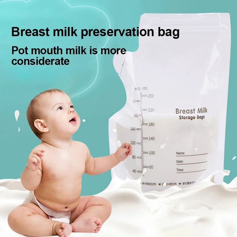 10/20/30/50 pcs 250ml Breast Milk Baby Storage Bag Milk Freezer Bag Baby Food Bag BPA Free Baby Safety Feeding Bag