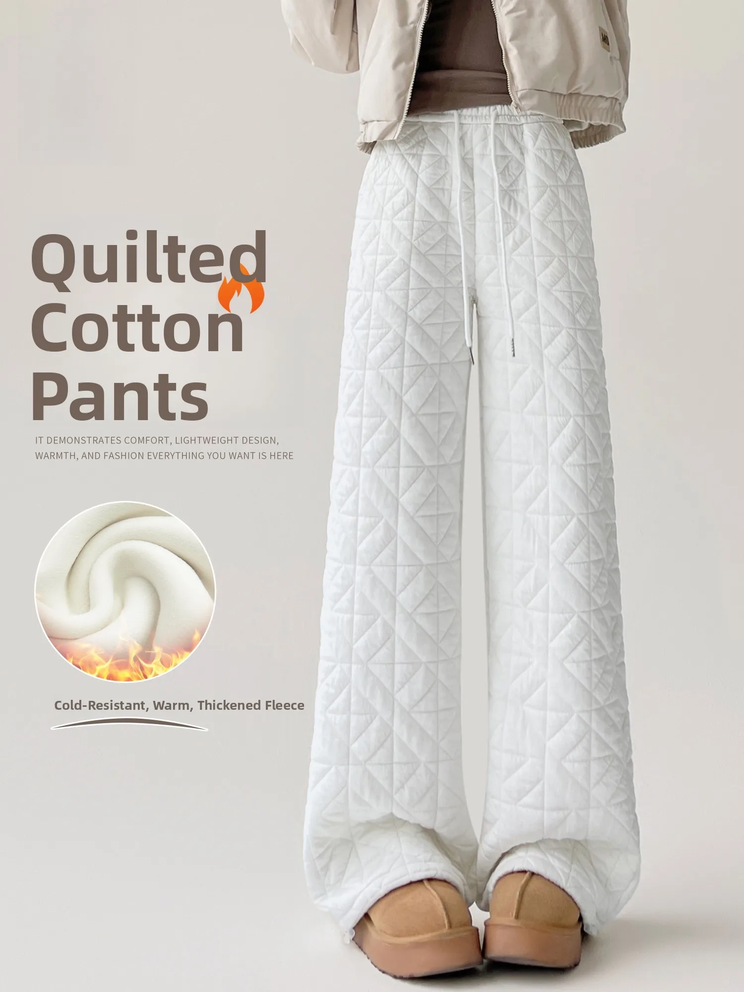 

Женские зимние утепленные хлопковые брюки на флисовой подкладке с высокой талией, прямые, ветрозащитные, теплые, широкие, бархатные брюки