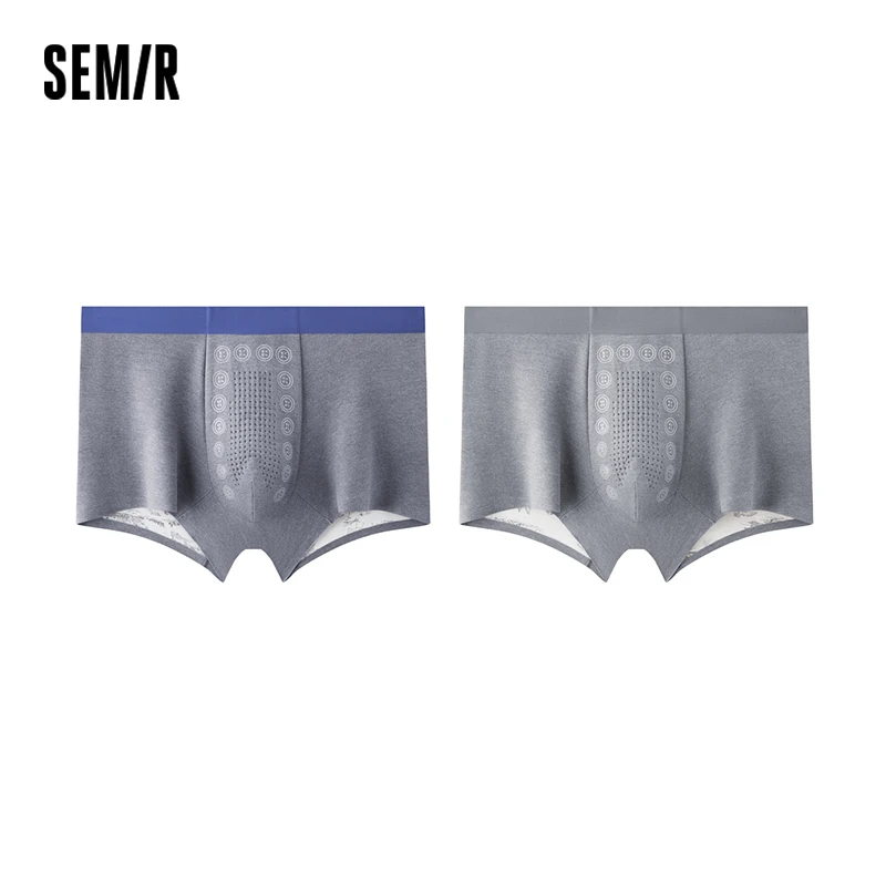 Semir Underwear Men Soft Mulberry Silk Modal Briefs Naked Sensation Seamless Boxer Shorts Men\'s Shorts 2-Pack