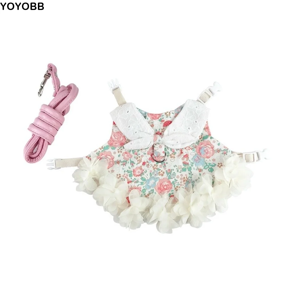 

Adorable Decor Adjustable Rabbit Outdoor Harness Breathable Comfortable Pet Traction Suit Plaid Rabbit Sleeveless Dress Walking