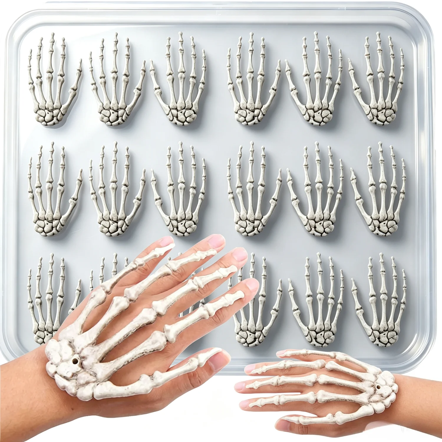 2-10 Pièces Main de squelette effrayante d'Halloween en plastique, griffe osseuse, décoration à suspendre pour la mise en scène de fêtes d'ambiance hantée, accessoire de thème effrayant