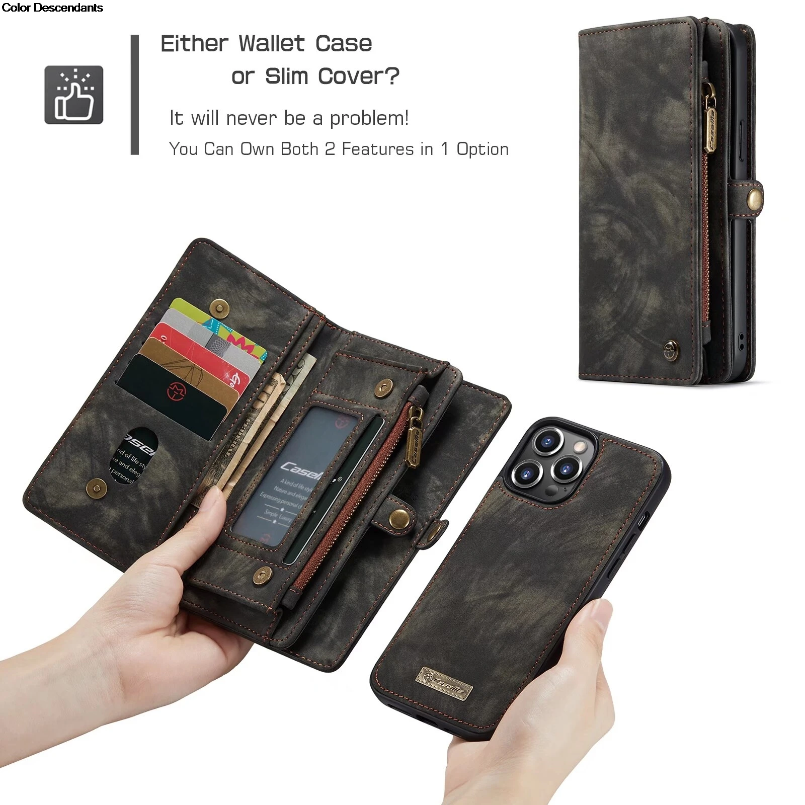 

CaseMe Luxury RFID Blocking Wallet Case for Galaxy Z Fold 5 Leather Case with S Pen Holder Shockproof Zipper Purse Folding Case