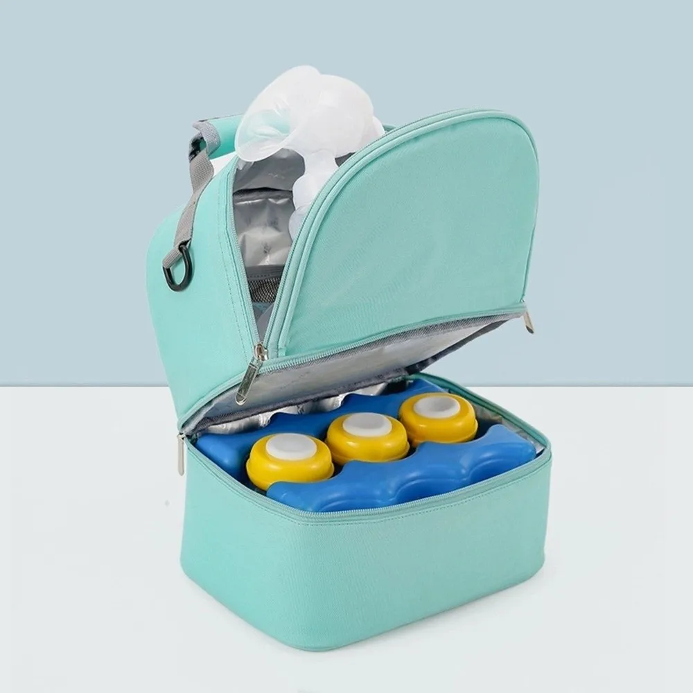 Nylon Insulation Mommy Backpack Double Layer Large Capacity Baby Diaper Bag Milk Preservation Multifunctional Mommy Shoulder Bag