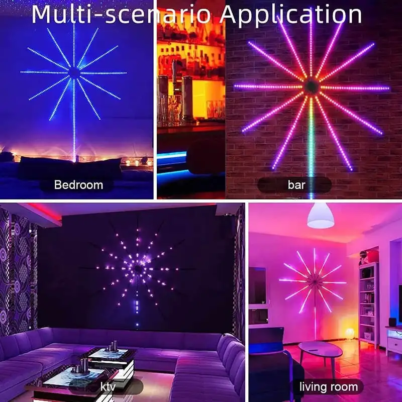 Fireworks LED Strip Light RGB Sound Control Symphony Firework Light Wedding Christmas Music Control Full Kit Dream Meteor Lamp