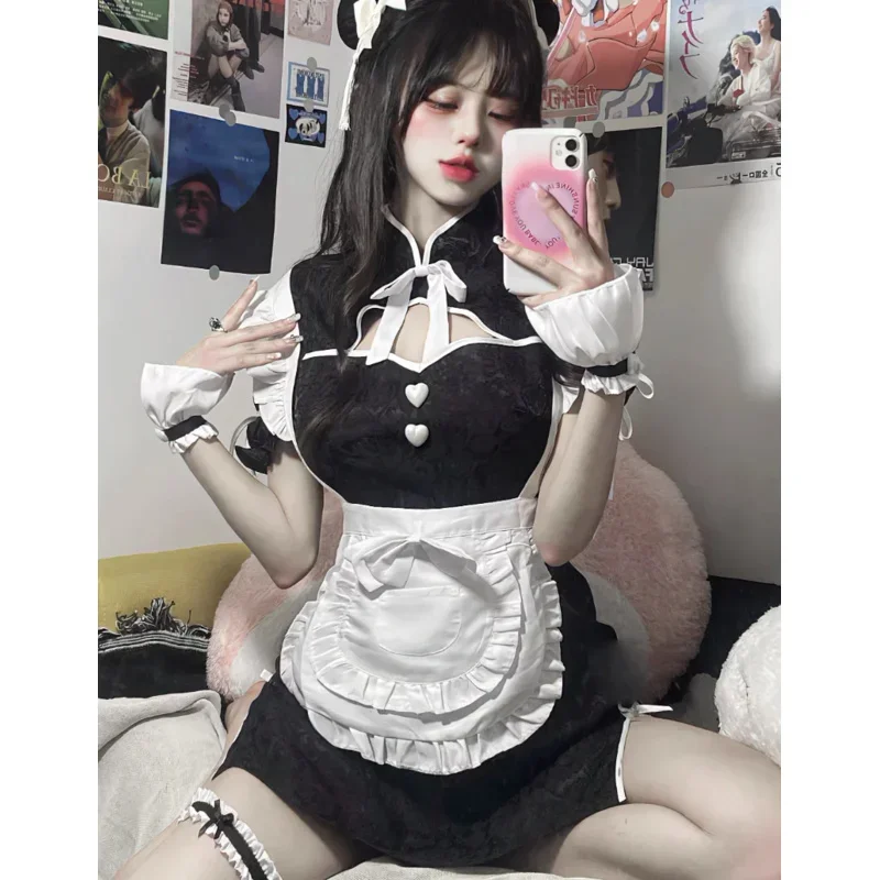 Cosbao vestido Cheongsam chino Halloween Anime mucama disfraces de juego de rol mujeres Love Live Cosplay japonés dulce Lolita fiesta Unifo