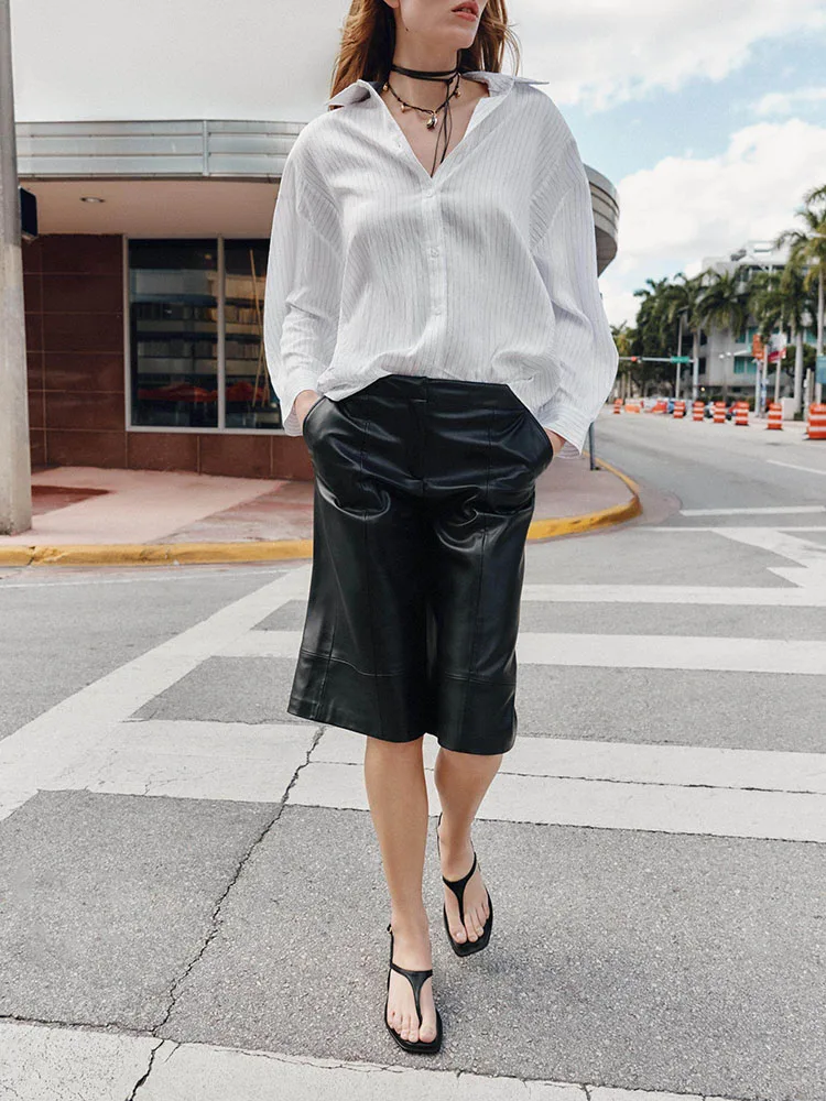 Spring 2026 Loose Striped Long Sve irt Faionable Collared Women's New Arrival 97054 064 Ethnic Stage Costume