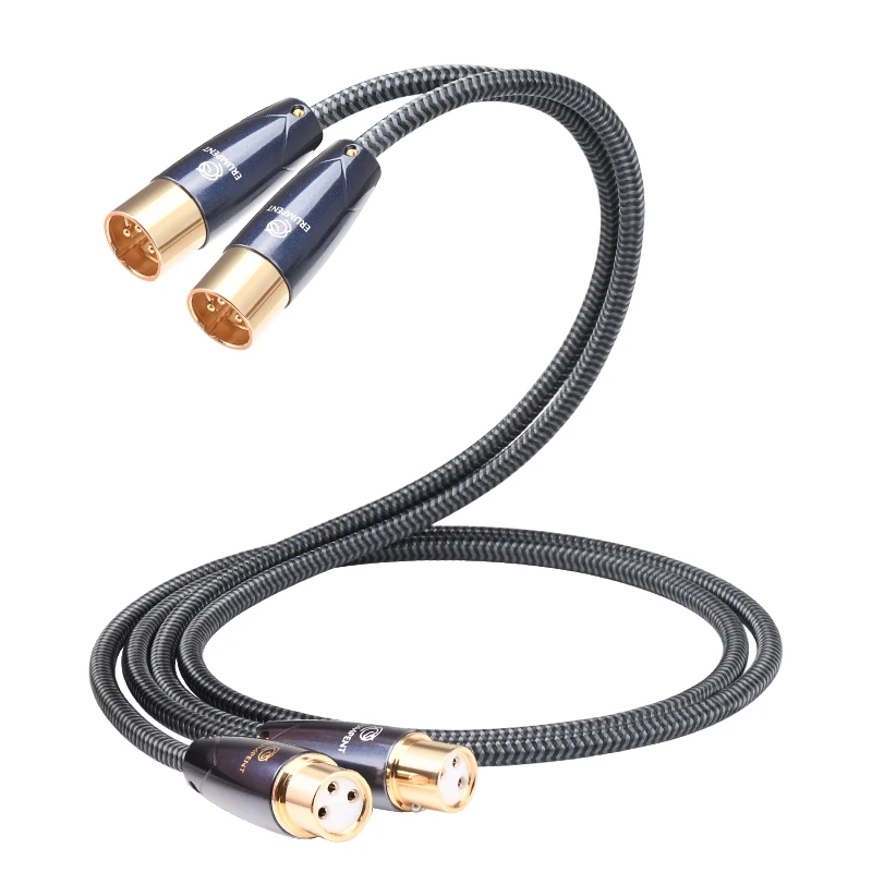ATAUDIO HiFi-XLR-Kabel, hochwertiges quadratisches Kern-Kupfer, geräuschfrei, vergoldeter Stecker, 2XLR-Stecker auf Buchse, Audiokabel für Mikrofon-Lautsprecher 3
