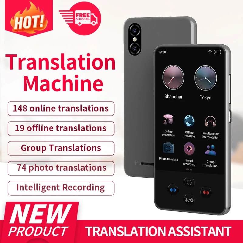 S85 Pro 4‑Inch Touch‑Screen Language Translator Device,138 Languages,Voice Video Recording,Offline Translation,8GB 2000mAh