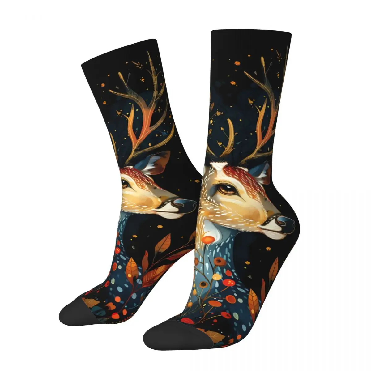 Elk Deer Sock Printed Man Polyester