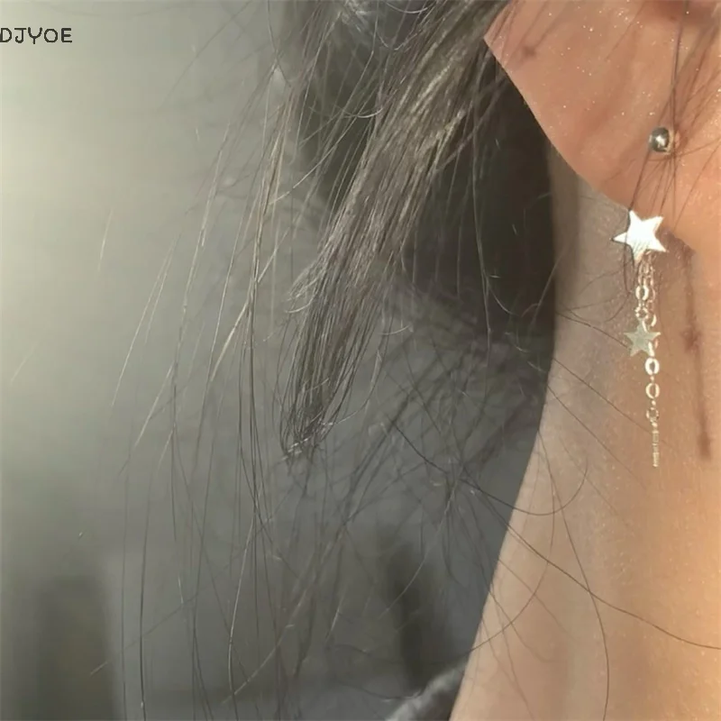 Chinese Style Star Tassel Earrings Five-pointed Star Screws Screw Studs High-grade Metal Earrings