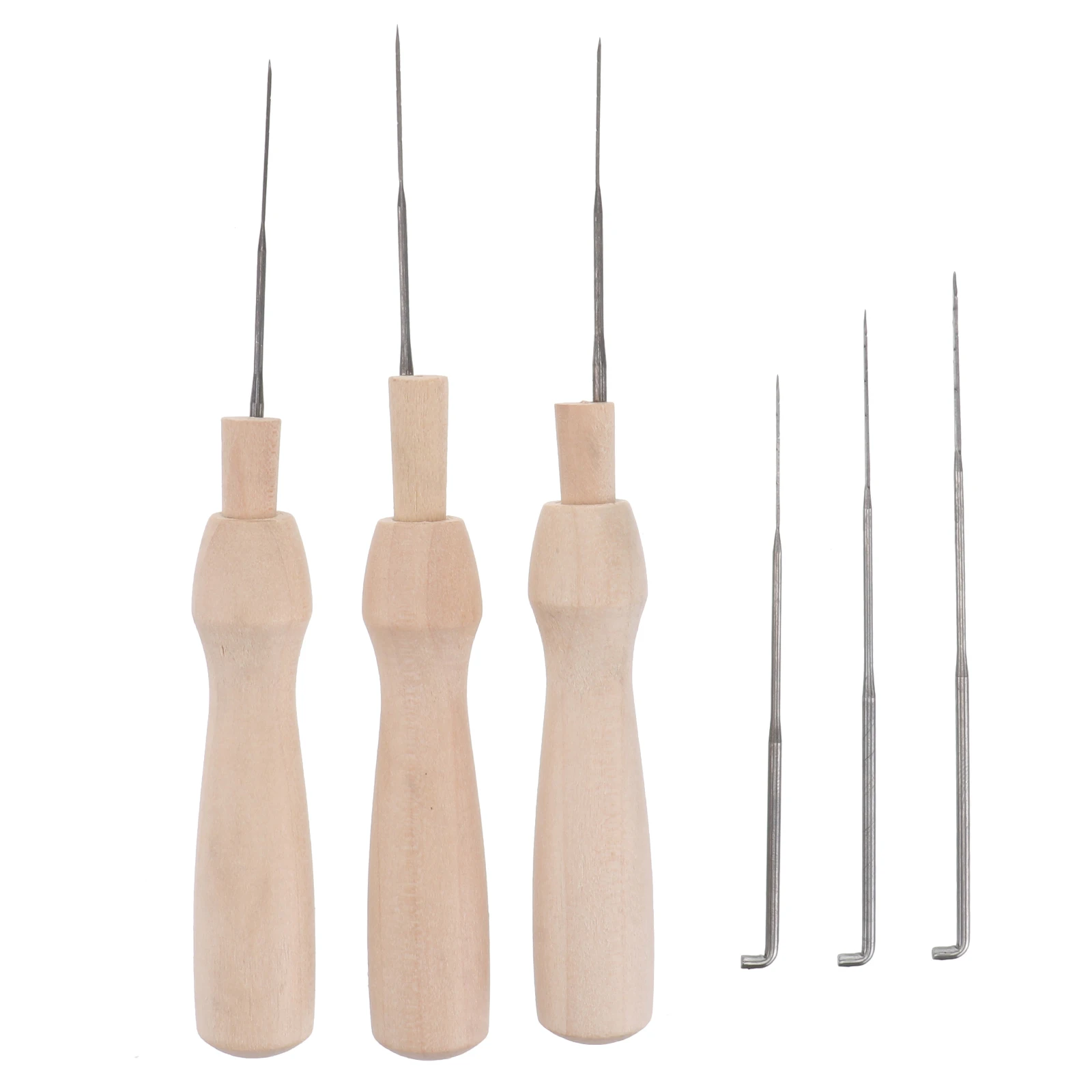 

60pcs Needle Felting Tools Kits Double Sided Felt Tool Wooden Handles Iron Needles 3 Sizes 3.1 3.38 3.58 Inches Carry Case Wool