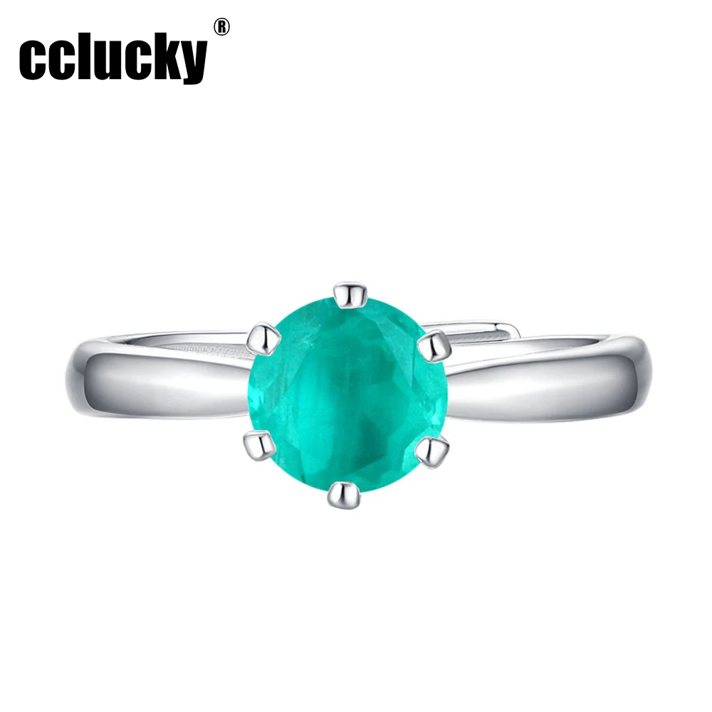 

CC Lucky's new S925 sterling silver, six-claw inlaid composite, Paraíba 8mm round gemstones, and rings for women