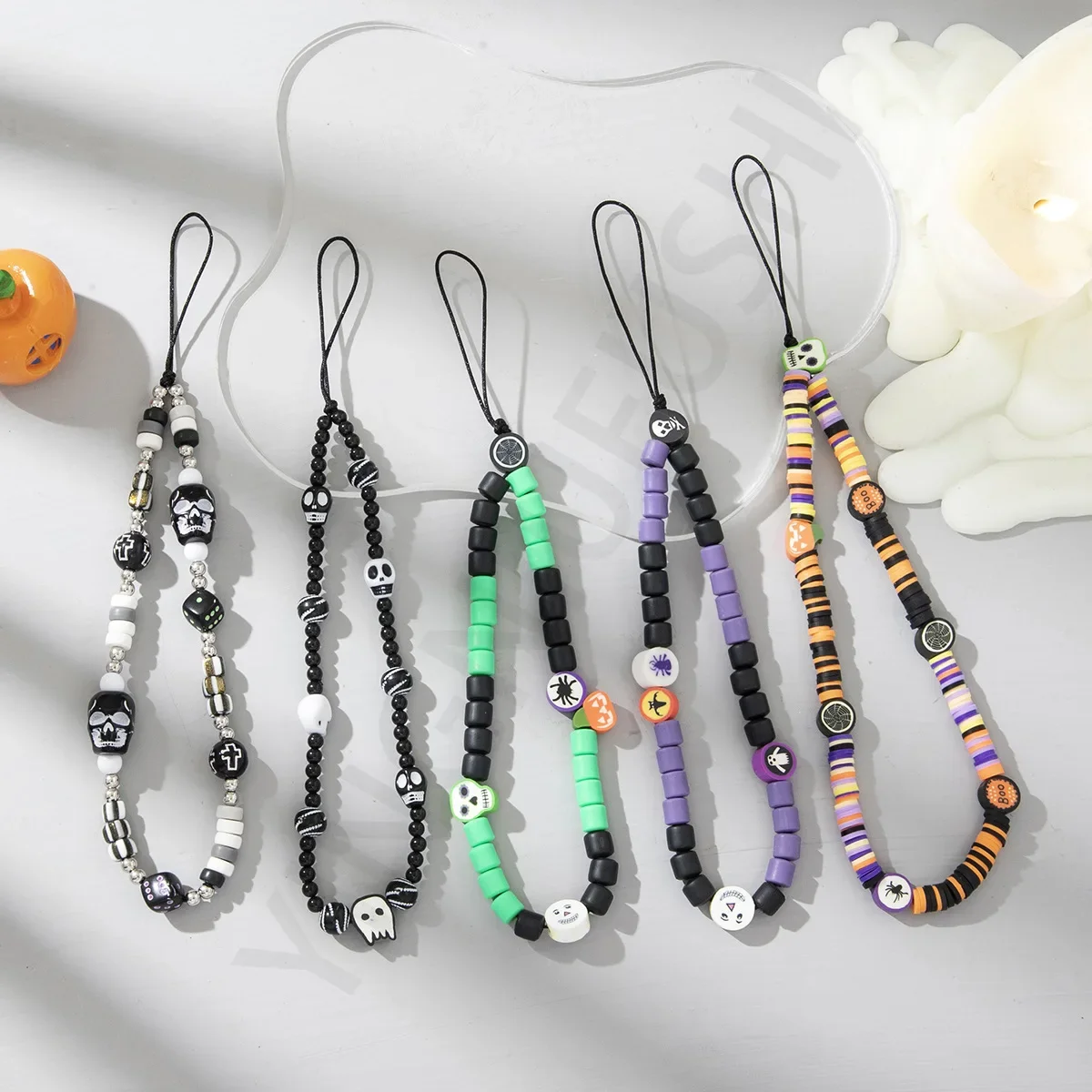 Halloween Acrylic Beaded Mobile Phone Chain Universal Mobile Phone Case Pendant Anti-lost Chain