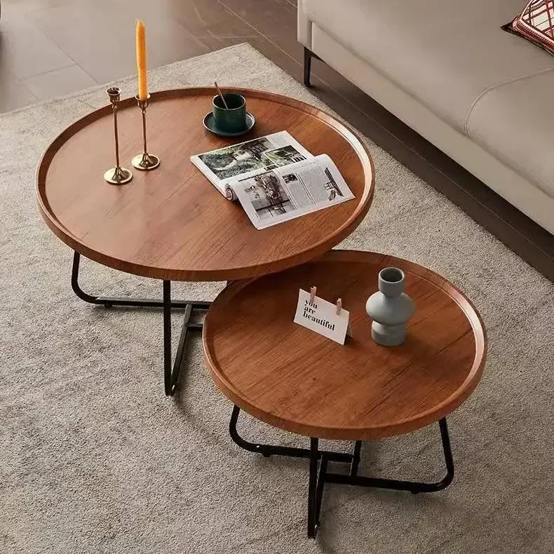 A Metal Living Room New Modern  Wooden Furniture Small Coffee Round Tea Table living room furniture  table basse de jardin