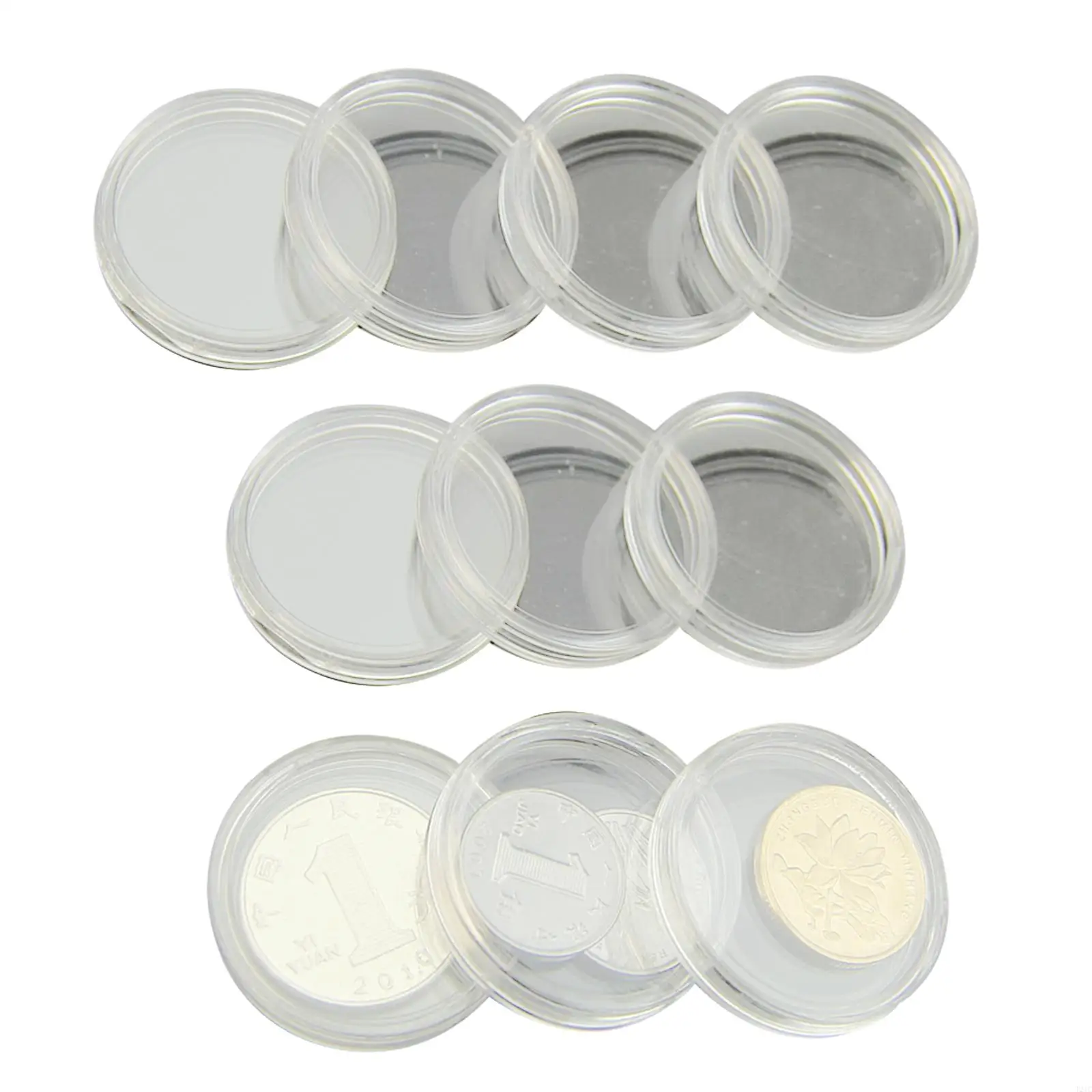 T21C Hot 10pcs 28mm Clear Round Cases Coin Storage Capsules Holder Round Plastic