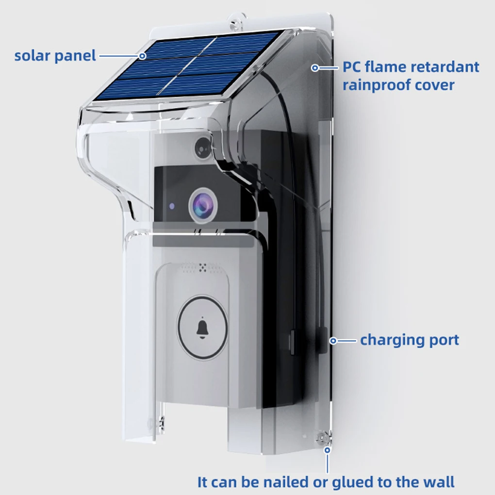 Waterproof Video Doorbell Camera For Smart Home Security Solar Powered And Durable Waterproof