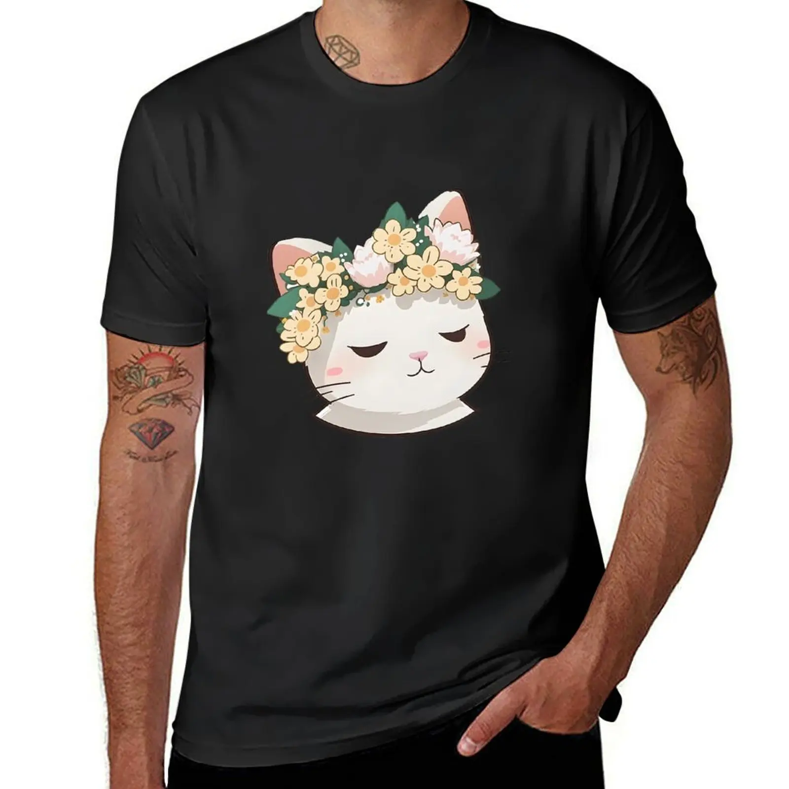 flower cat T-Shirt Short sleeve tee anime clothes sports fans quick drying mens white t shirts