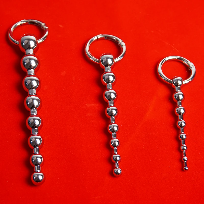 Metal Urethra Dilator, Ribbed Urethral Dilation Catheter Sounding Sound, Metal Penis Plug, Sex Toys for Men