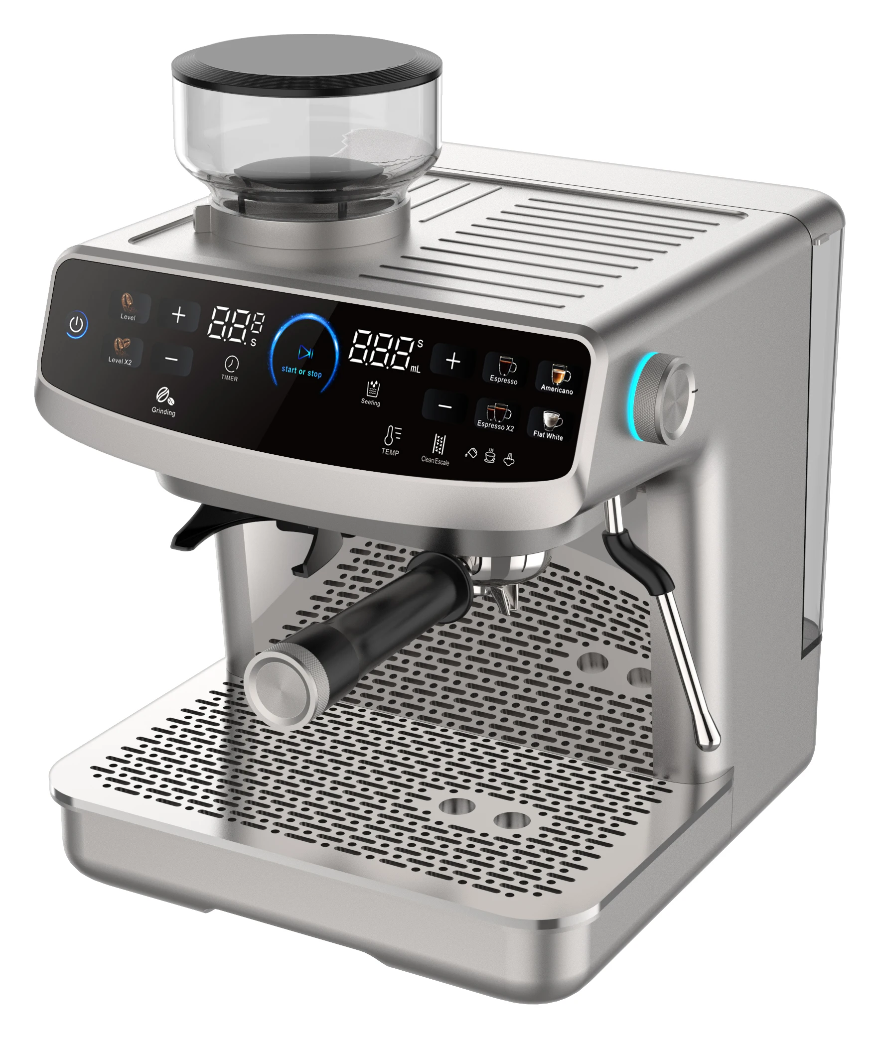 Professional Double thermal blocks Espresso maker with grinder with milk frother CM602