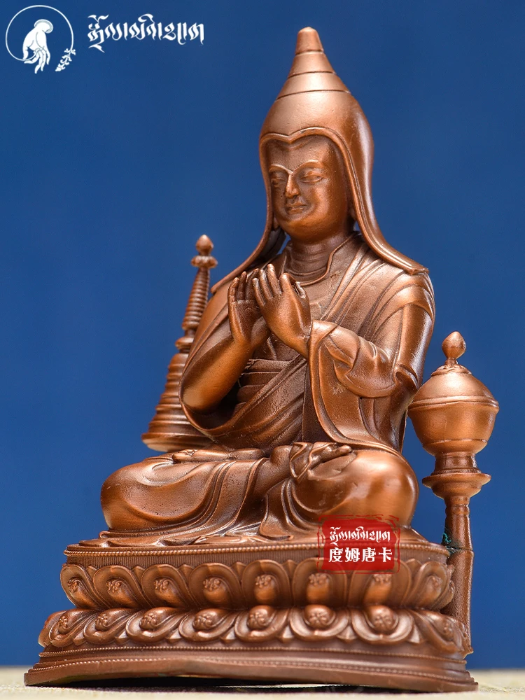 Tibetan Tantra 3 inch 10cm Buddha statue of Venerable Atixia, household offering bronze statue, pure copper ornament