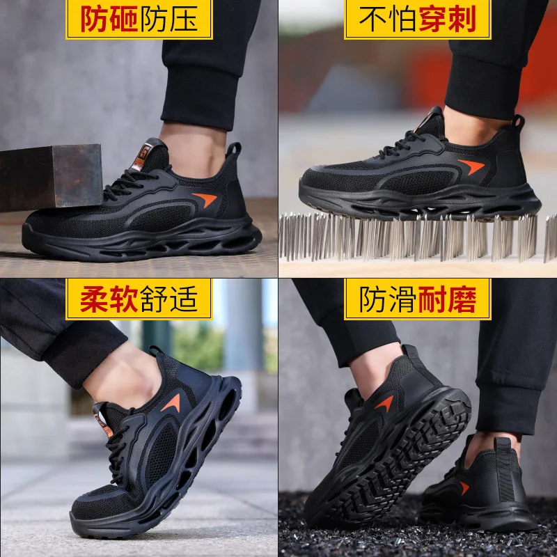 Imagem -03 - Anti-puncture Steel Head Anti-smash Shoes For Homem Solid Bottom Protective Work Shoes Safety European Standard New