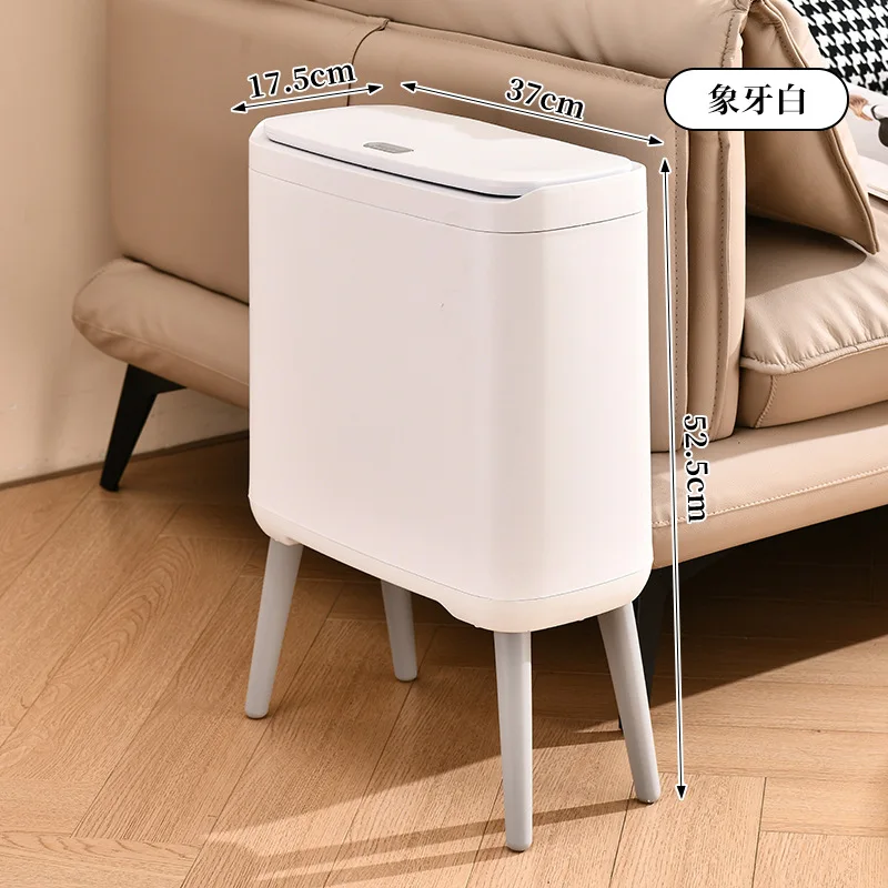 Slim Press Lid Kitchen Trash Can with Wheels Movable Narrow Gap Garbage Bin Household Odorproof Waste Bin for Home Storage Use