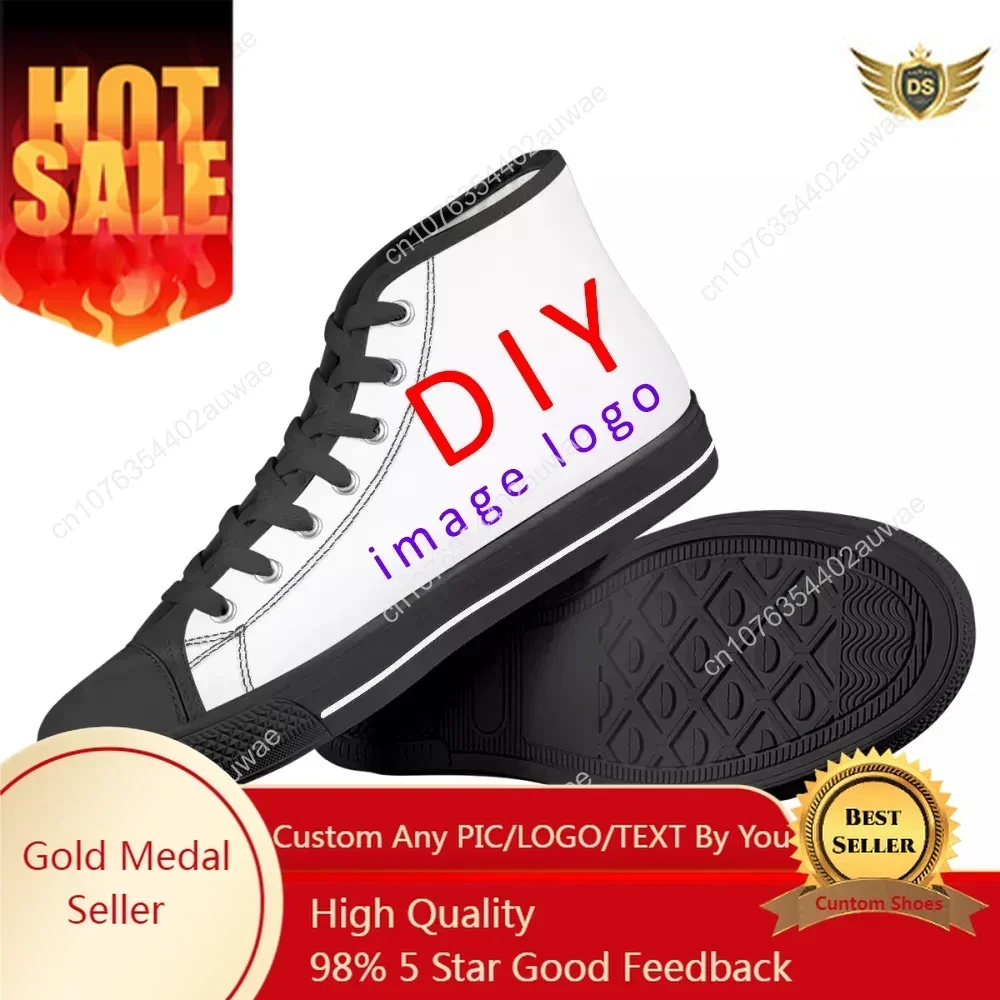 Custom Shoes Customized Plus Size 48 47 Logo Image Men High Low Top Canvas Shoes Sneakers Ladies Unisex Dropshipping