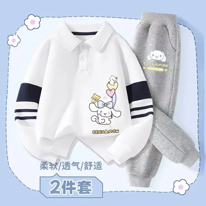 

Kuromi Anime Sanrio Ins Fashion Long Sleeve Hooded Pants Cute Cartoon My Melody Kawaii Children Two-piece Shirt Gifts for Kids