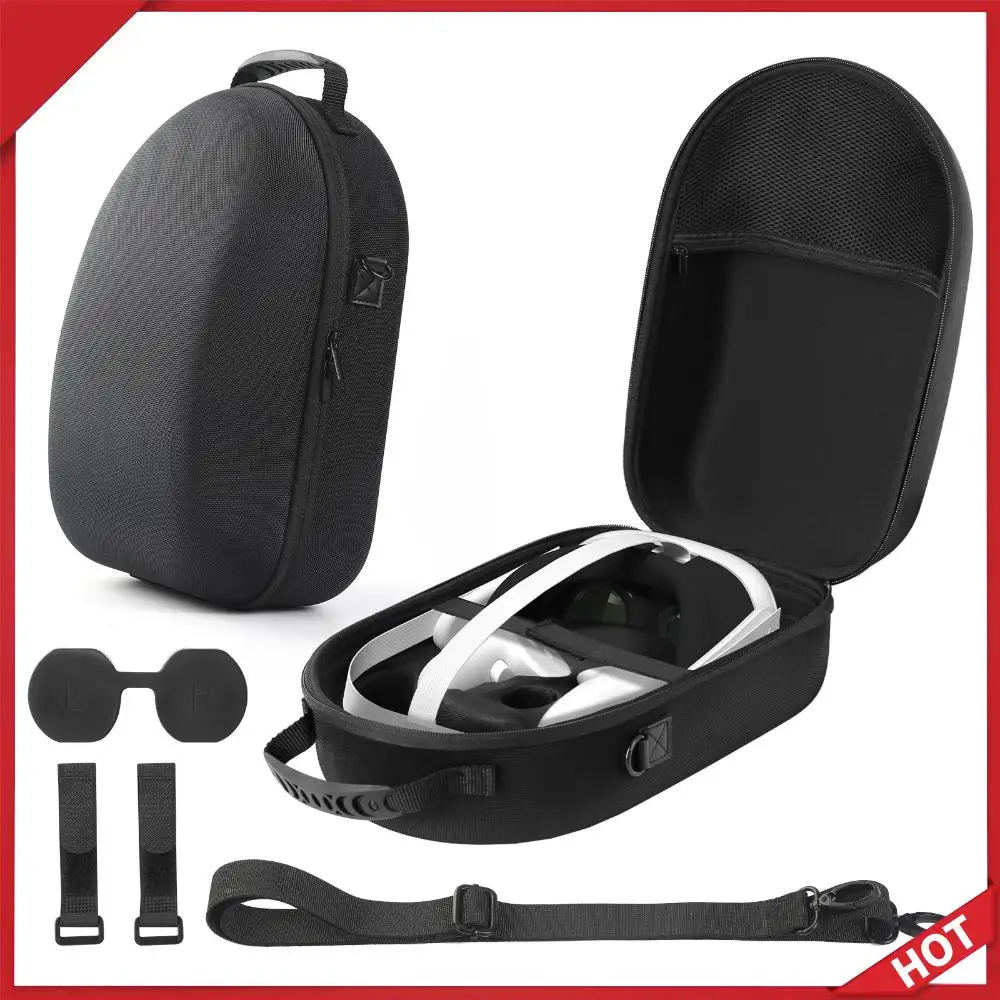 

Travel Carrying Case Len Cover Anti-Drop Hard Storage Box Cable Ties With Shoulder Strap for Meta Quest 3 VR Headset Controller