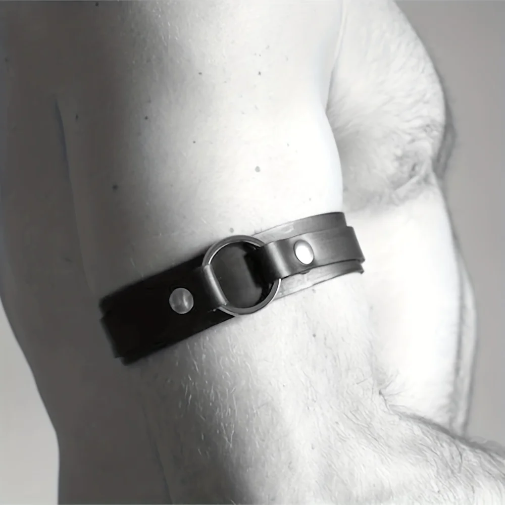 Men Sexy PU Leather Armband Fetish Gay Harness Belts Adjustable BDSM Bondage Body Cage Arm Rings Erotic Rave Cosplay Clubwear image 3